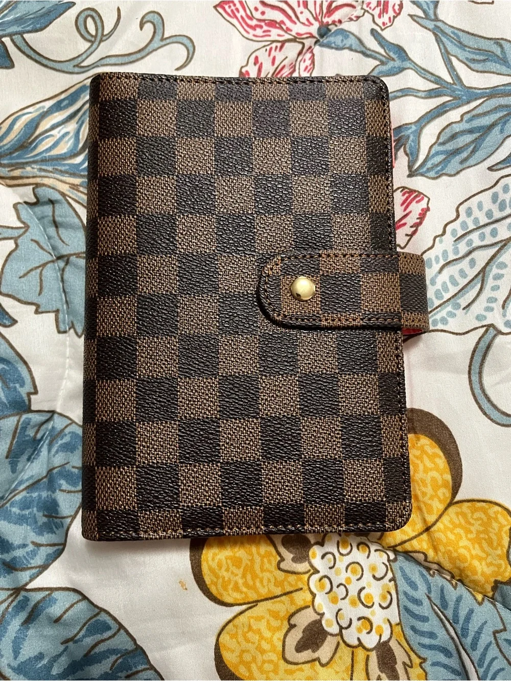 Brown Checkered Snap Organizer